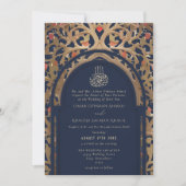 Islamic Navy Blue Mihrab Arabesque Wedding Einladung (Vorderseite)