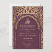 Islamic Red Maroon Mihrab Arabesque Wedding Einladung (Vorderseite)