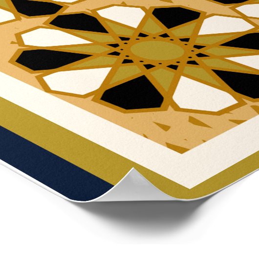 Islamic Wall Art Allah Names Calligraphy Geometric Poster (Ecke)