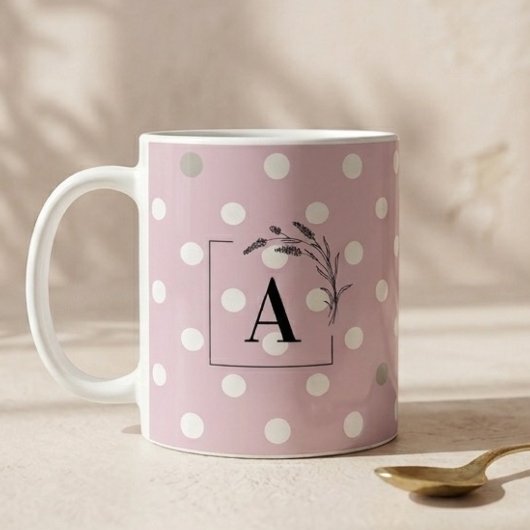 Islamic Wedding Initial Blush Pink Polka Dot Nikah Kaffeetasse