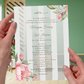 Islamic Wedding – Pink Peony & Sage Green Striped  Acryleinladungen