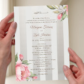 Islamic Wedding – Pink Peony & Sage Green Striped  Acryleinladungen