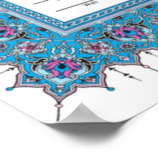 Islamisch-Blaue Grenzmuster Nikkah-Zertifikat Poster (Ecke)