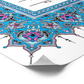 Islamisch-Blaue Grenzmuster Nikkah-Zertifikat Poster (Ecke)