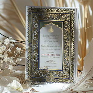 Islamisch Smaragdgrüne Hochzeit Ottomanisch Türkis Folieneinladung