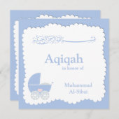 Islamische Aqiqa Babyeinladung bismillah Moslems Einladung (Vorne/Hinten)