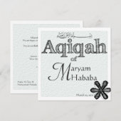 Islamische Babgeburt Aqiqah Doodle Blume Einladung (Vorne/Hinten)