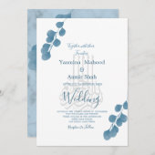 Islamische Bismillah Blaue Eukalyptus Moderne Hoch Einladung (Vorne/Hinten)