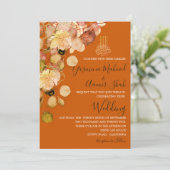 Islamische Bismillah Burnt Orange Floral Wedding Einladung (Stehend Vorderseite)