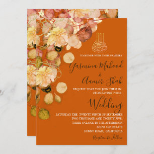 Islamische Bismillah Burnt Orange Floral Wedding Einladung