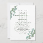 Islamische Bismillah Eucalyptus Stilvolle Hochzeit Einladung (Vorderseite)