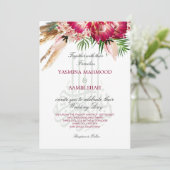 Islamische Bismillah Pampas Protea Floral Wedding Einladung (Stehend Vorderseite)