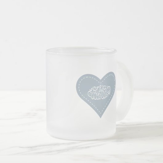 Islamische blaue Herzstich bismillah Kalligraphie Mattglastasse (VorderseiteRechts)