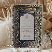 Islamische Dusty Blue Wedding Ottoman Türkisch Folieneinladung