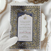 Islamische Dusty Blue Wedding Ottoman Türkisch Folieneinladung