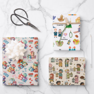 Islamische Geschenkverpackung für Kinder – Buntes Geschenkpapier Set