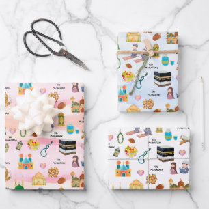 Islamische Geschenkverpackung für Kinder – Buntes Geschenkpapier Set