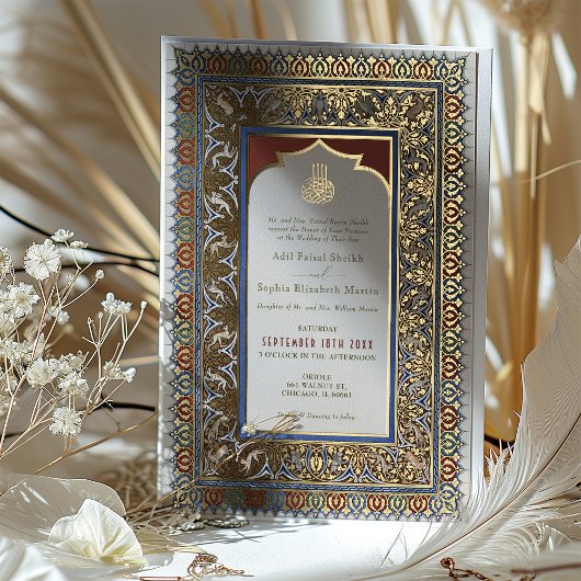 Islamische Heirat Grüne Hochzeit Ottoman Türkisch Folieneinladung