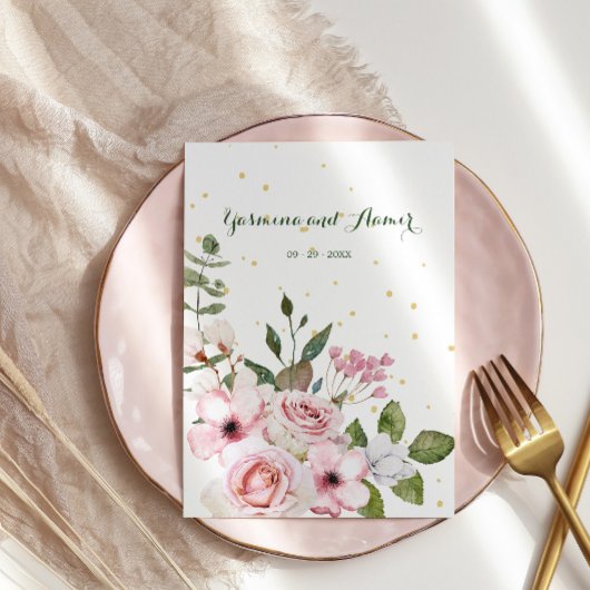 Islamische Hochzeit Bismillah Elegante Blumenblätt Einladung