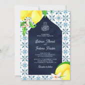 Islamische Hochzeit der Navy Blue Persian Mosaik L Einladung (Vorderseite)