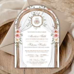 Islamische Hochzeit der Rustikalen Wood-Flora Einladung