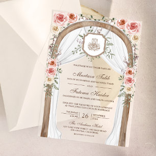 Islamische Hochzeit der Rustikalen Wood-Flora Pergament Einladungen