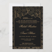 Islamische Hochzeit der Schwarz-Arabisch-Verziert- Einladung (Vorderseite)