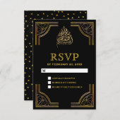 Islamische Hochzeit der Schwarzen Gold RSVP Karte (Vorne/Hinten)