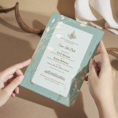 Islamische Hochzeit | Hellgrün und Gold Save The Date