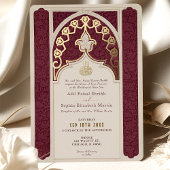 Islamische Hochzeit in Burgund und Gold Foil Folieneinladung