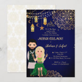 Islamische Hochzeit in Mehndi Henna Einladung (Vorne/Hinten)