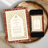 Islamische Hochzeit in Rot und Elfenbeinküste Einladung