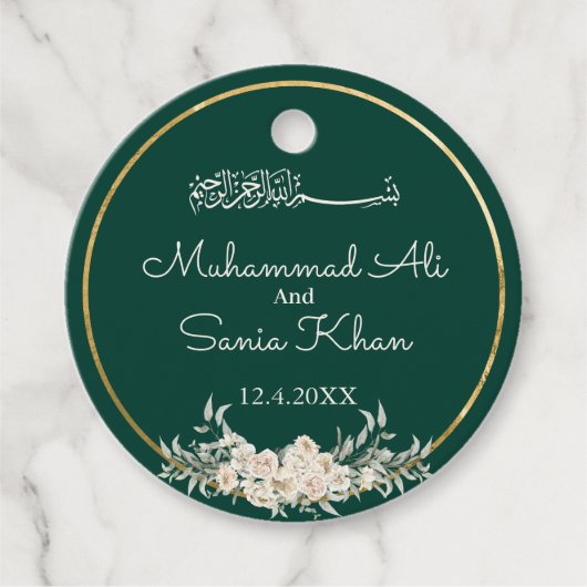 Islamische Hochzeit in Smarald und Gold Geschenkanhänger (Vorderseite)