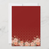 Islamische Hochzeit mit Bloral Red und Gold Einladung (Rückseite)