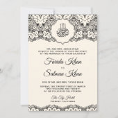 Islamische Hochzeit mit Cream und Black Lace Einladung (Vorderseite)