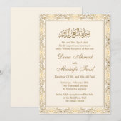 Islamische Hochzeit mit Cream und Gold Einladung (Vorne/Hinten)