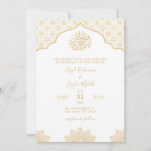 Islamische Hochzeit mit Gold und Weißen Einladung (Vorderseite)