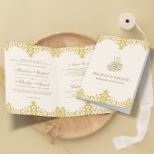 Islamische Hochzeit mit Sahne und Goldfoil Damask Einladung