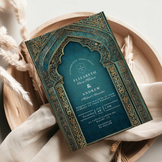 Islamische Hochzeit mit Teal-Torbogen Einladung