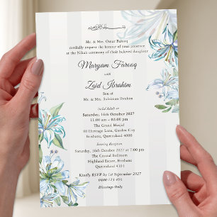 Islamische Hochzeit Nikah Blaue Wasserfarbe Lilie Acryleinladungen
