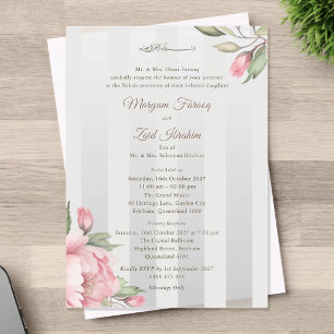 Islamische Hochzeit – Rosa Pfingstrose und Hellgrü Acryleinladungen