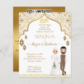 Islamische Hochzeitseinladung Gold mit Brautpaar (Vorne/Hinten)