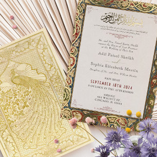 Islamische illuminierte goldene Hochzeit tradition Folieneinladung