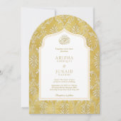 Islamische Königliche Goldene Damaske-Hochzeit mit Einladung (Vorderseite)