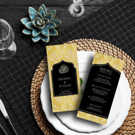 Islamische Königliche Goldene Damaskus-Hochzeit Menükarte