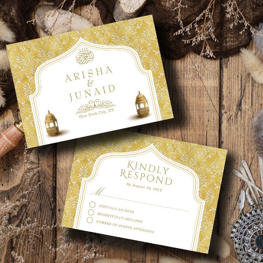 Islamische Königliche Goldene Damaskus-Hochzeit RSVP Karte