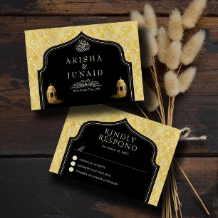 Islamische Königliche Goldene Damaskus-Hochzeit RSVP Karte