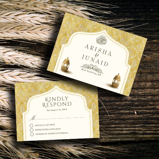 Islamische Königliche Goldene Damaskus-Hochzeit RSVP Karte