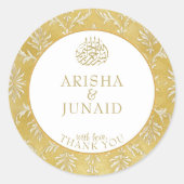 Islamische Königliche Goldene Damast-Gastgeschenk  Runder Aufkleber (Vorderseite)