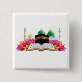 Islamische Kunst Koran mit Moschee und Rose Button (Vorderseite)